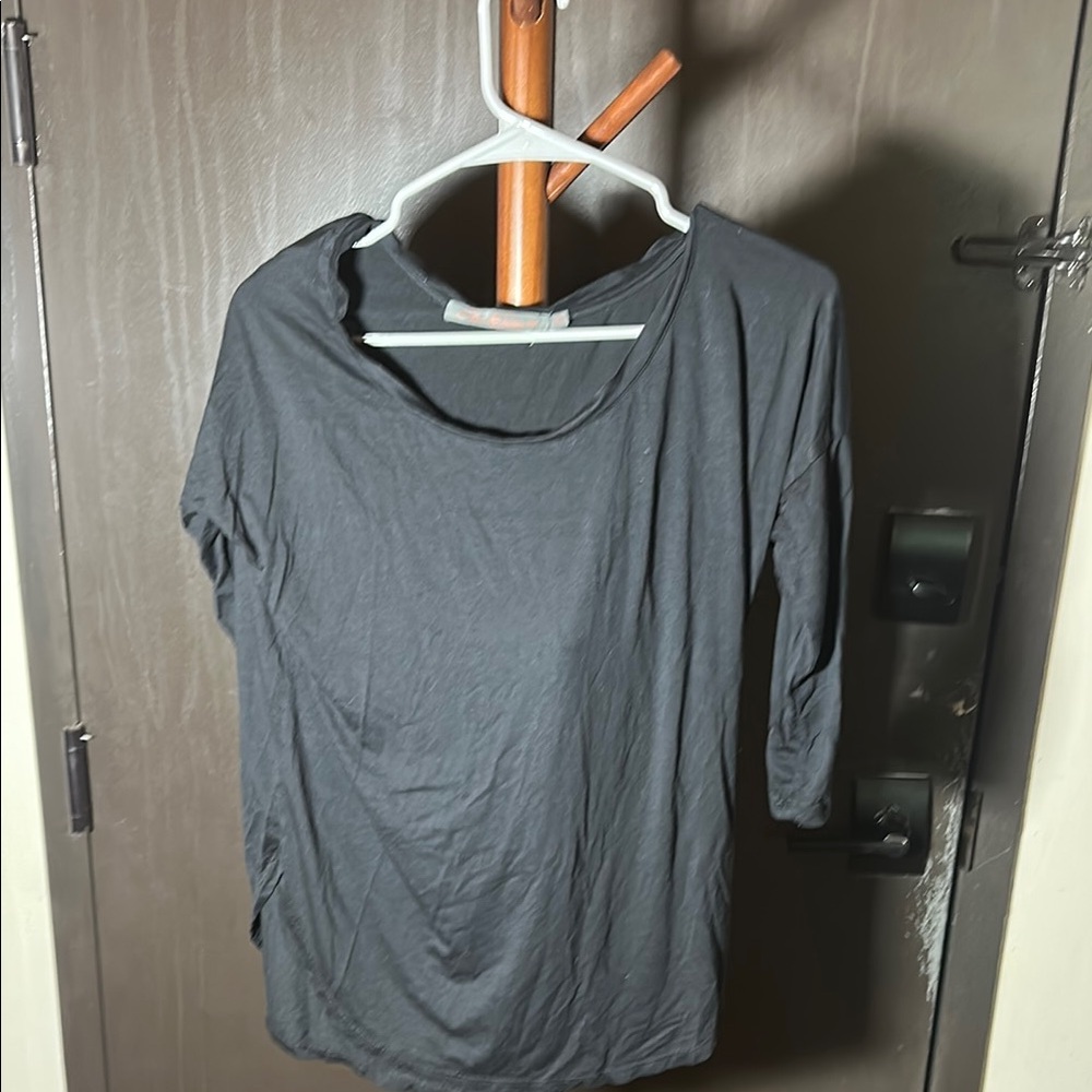 Feel The Piece Gray Relaxed Blouse with 3/4 Sleeves